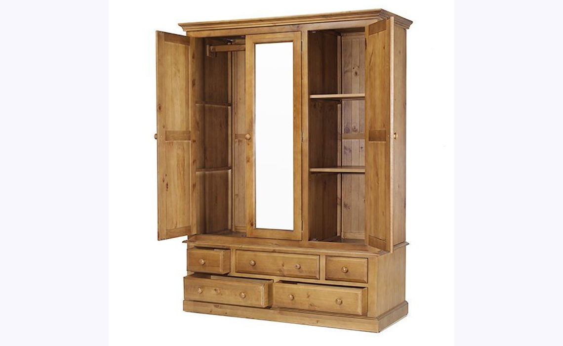 Appleby Pine Triple Wardrobe With Drawers