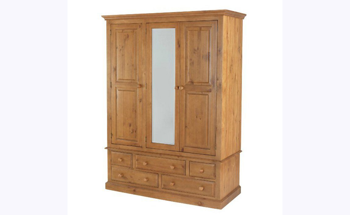 Appleby Pine Triple Wardrobe With Drawers