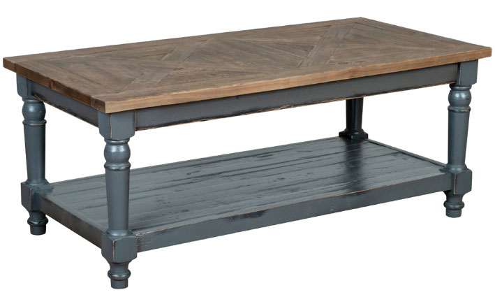 Hemmingway Distressed Coffee Table With Shelf