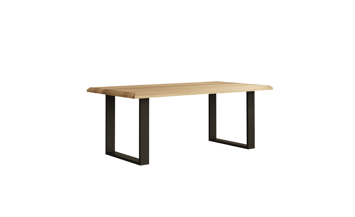 Oslo Solid Oak 180cm Dining Table With U - Style Metal Leg