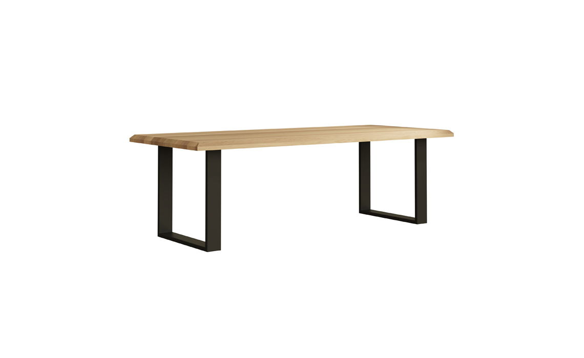 Oslo Solid Oak 220cm Dining Table With U - Style Metal Leg