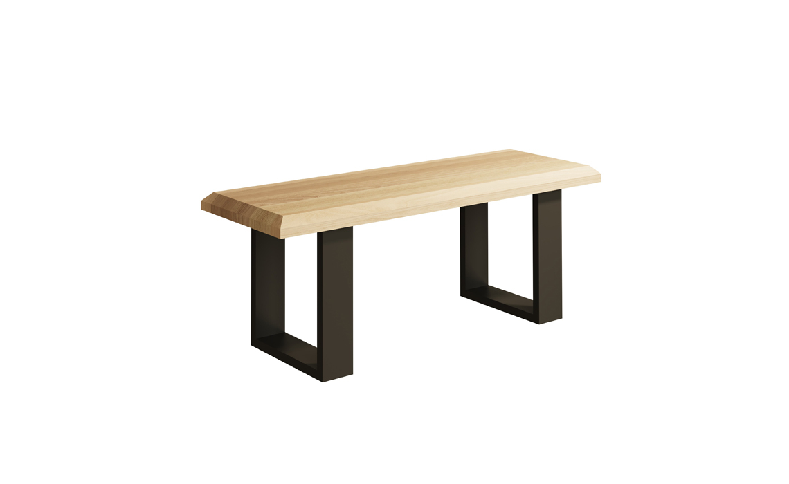Oslo Solid Oak 120cm Dining Bench With U - Style Metal Leg