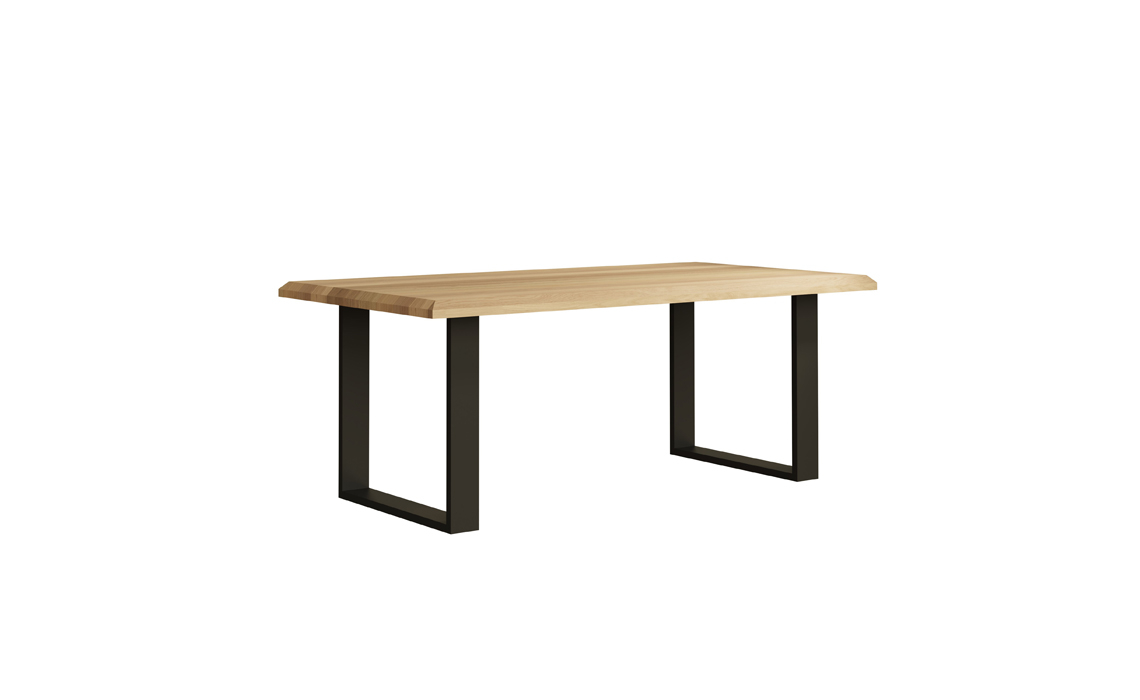 Oslo Solid Oak 140cm Dining Bench With U -  Style Metal Leg