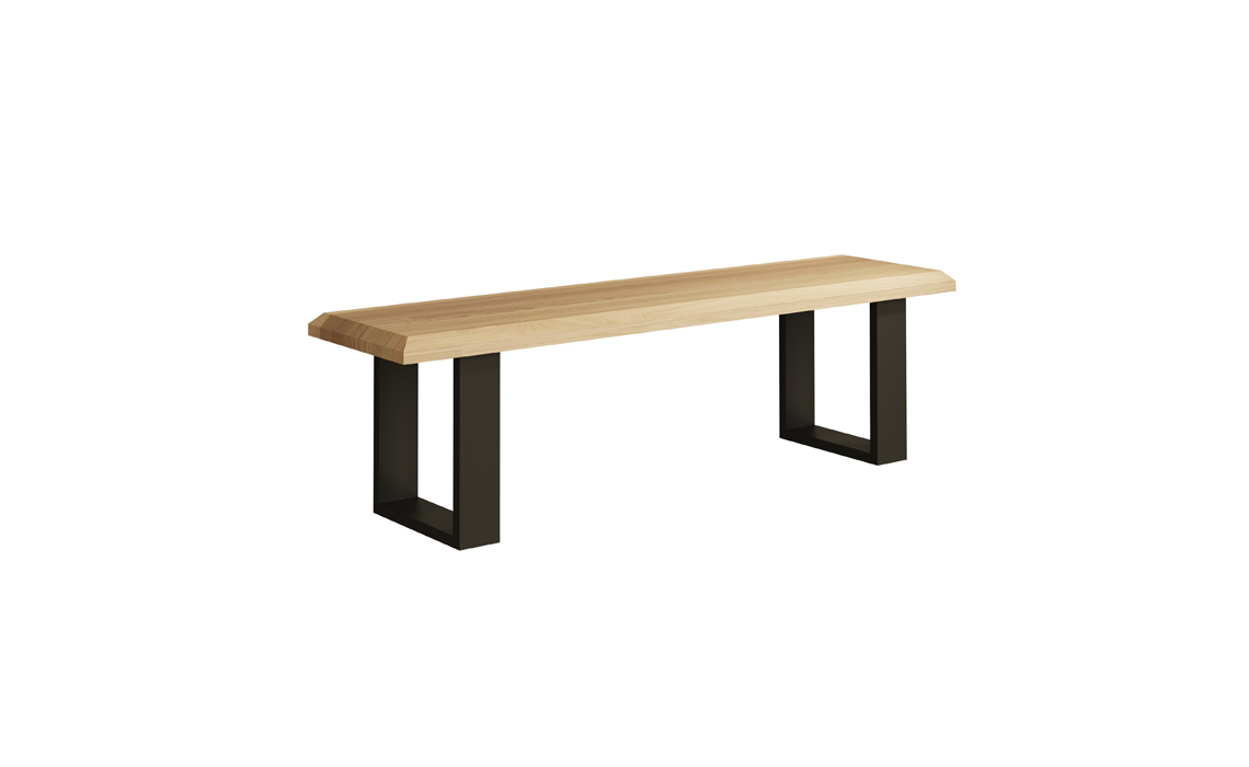 Oslo Solid Oak 160cm Dining Bench With U - Style Metal Leg