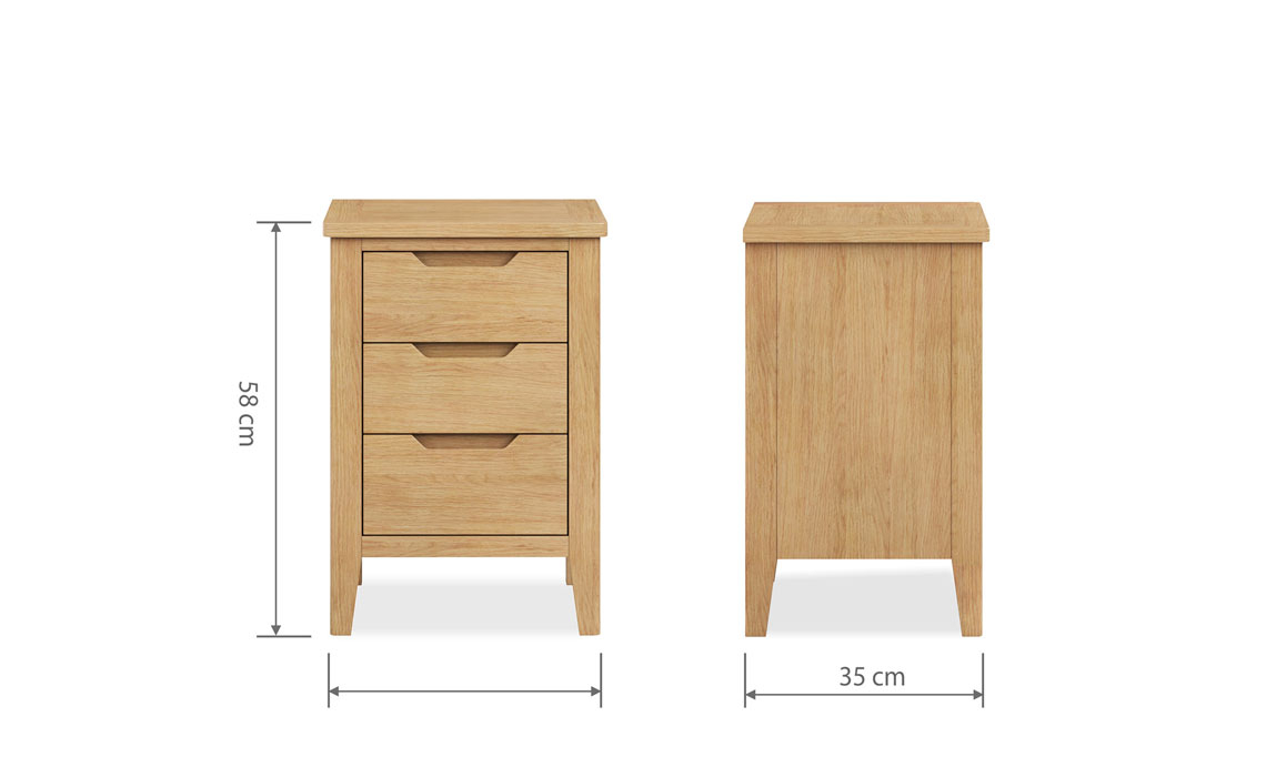 Copenhagen 3 Drawer Bedside