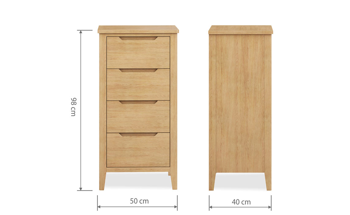 Copenhagen Oak 4 Drawer Tall Chest