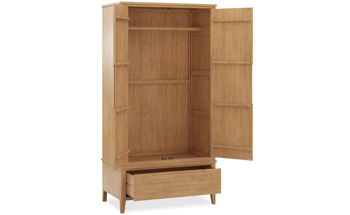 Copenhagen Oak Double Wardrobe With Drawer