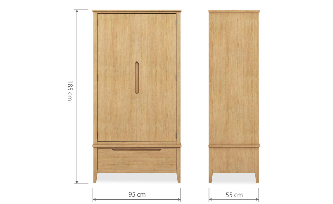 Copenhagen Oak Double Wardrobe With Drawer