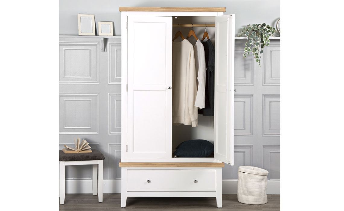 Wardrobes - Ashley Painted White 2 Door Wardrobe