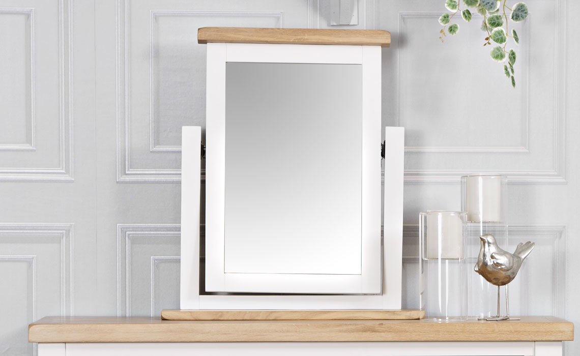 Painted Mirrors - Ashley Painted White Trinket Mirror