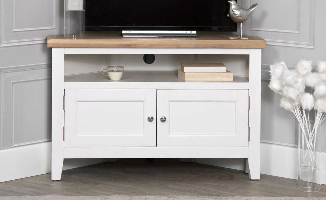 TV Cabinets - Ashley Painted White Corner TV Unit