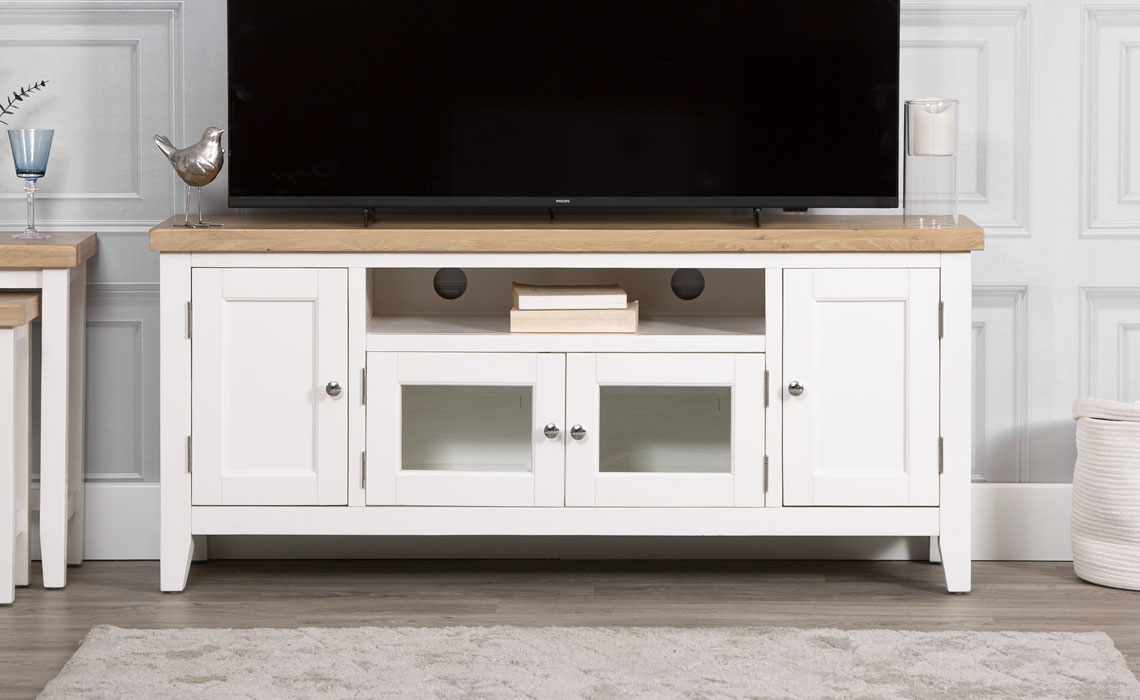 TV Cabinets - Ashley Painted White Large TV Unit