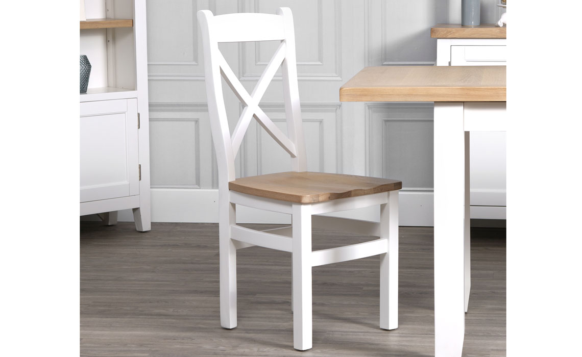 Chairs & Bar Stools - Ashley Painted White Cross Back Chair Wooden Seat
