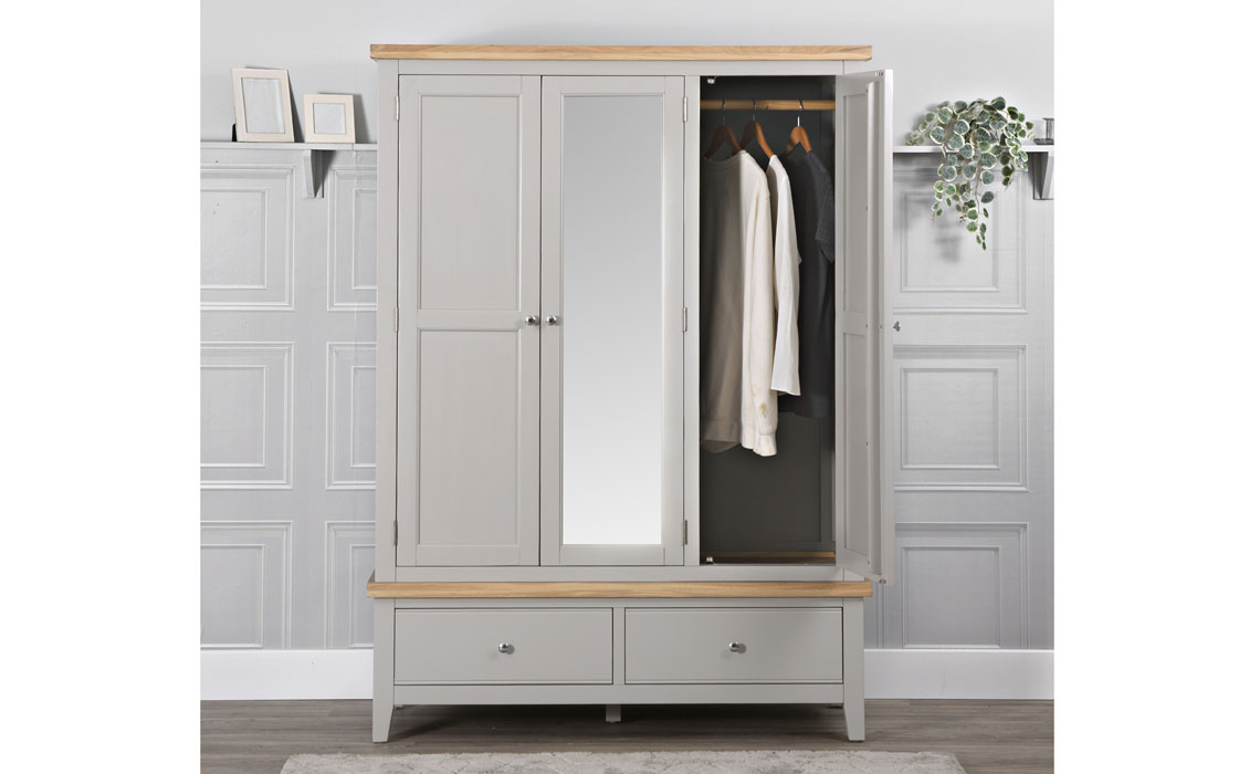 Wardrobes - Ashley Painted Grey 3 Door Wardrobe