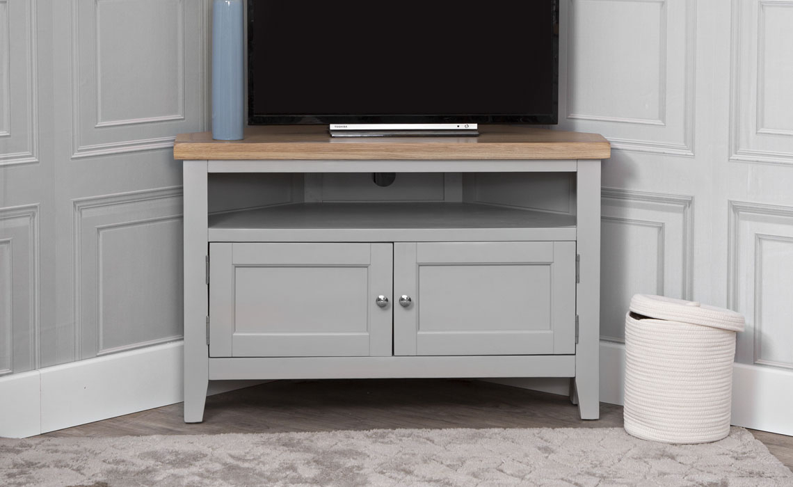 TV Cabinets - Ashley Painted Grey Corner TV Unit