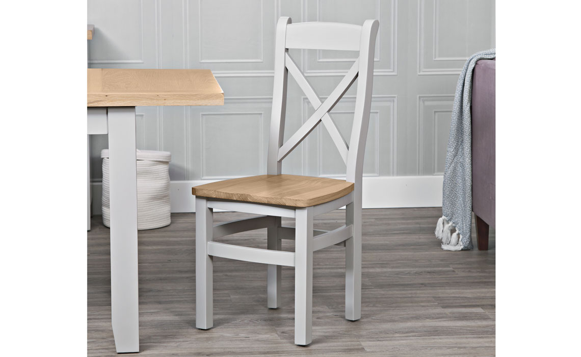 Painted Dining Chairs - Ashley Painted Grey Cross Back Chair Wooden Seat