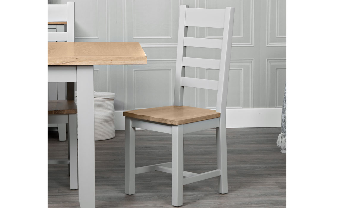 Painted Dining Chairs - Ashley Painted Grey Ladder Back Chair Wooden Seat