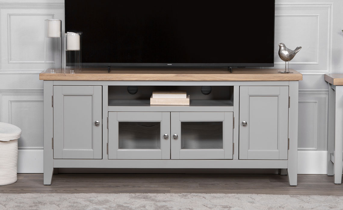 TV Cabinets - Ashley Painted Grey Large TV Unit