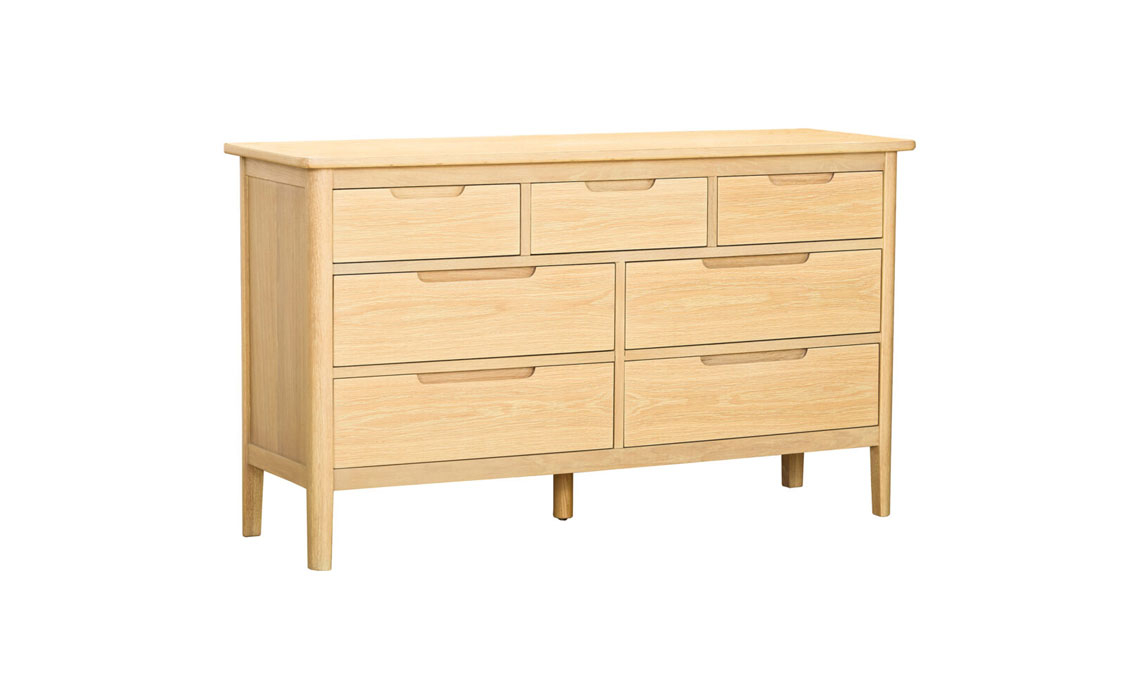 Chest Of Drawers - Birka Oak 3 over 4 Drawer Chest