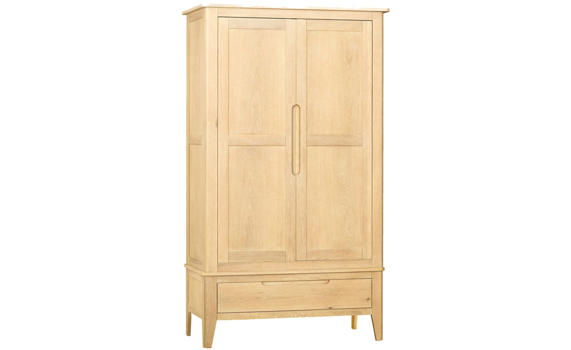 Wardrobes - Birka Oak Double Wardrobe With Drawer
