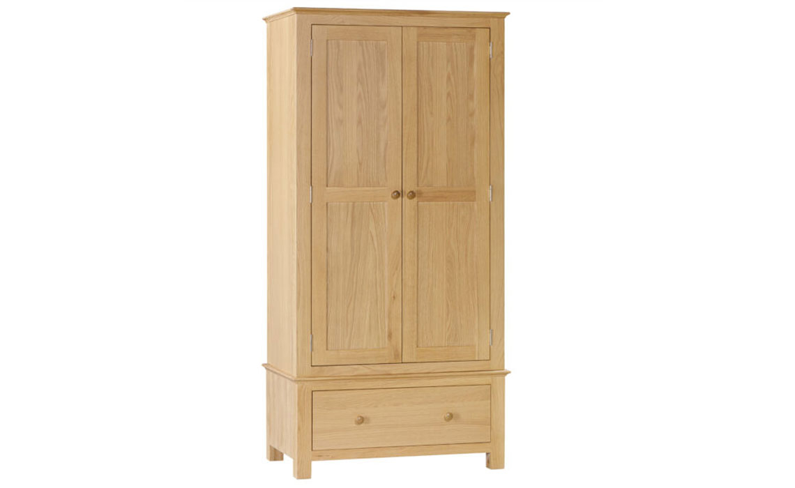 Wardrobes - Morland Oak Double Wardrobe With Drawer