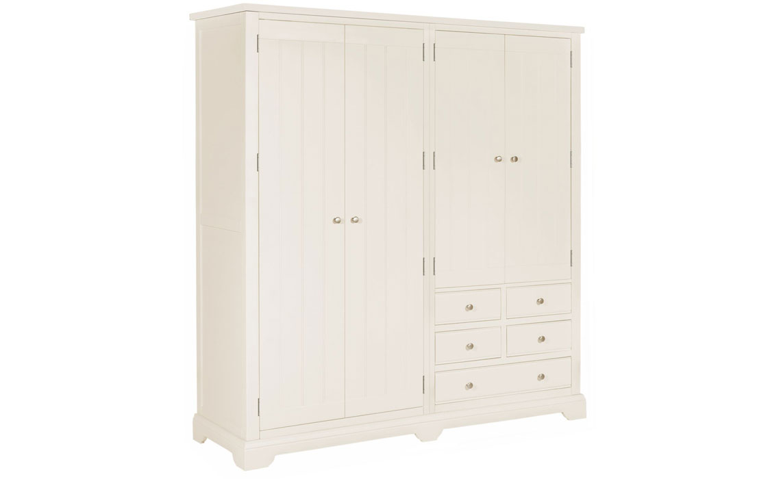 Portland White Painted Collection - Portland White 4 Door Wardrobe
