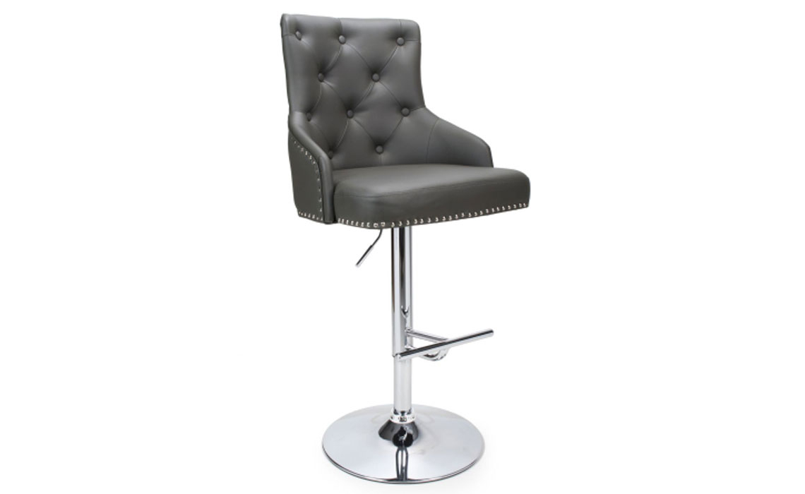 Luxury Bar stool - Luxury Leather Effect Graphite Grey Adjustable Bar Stool