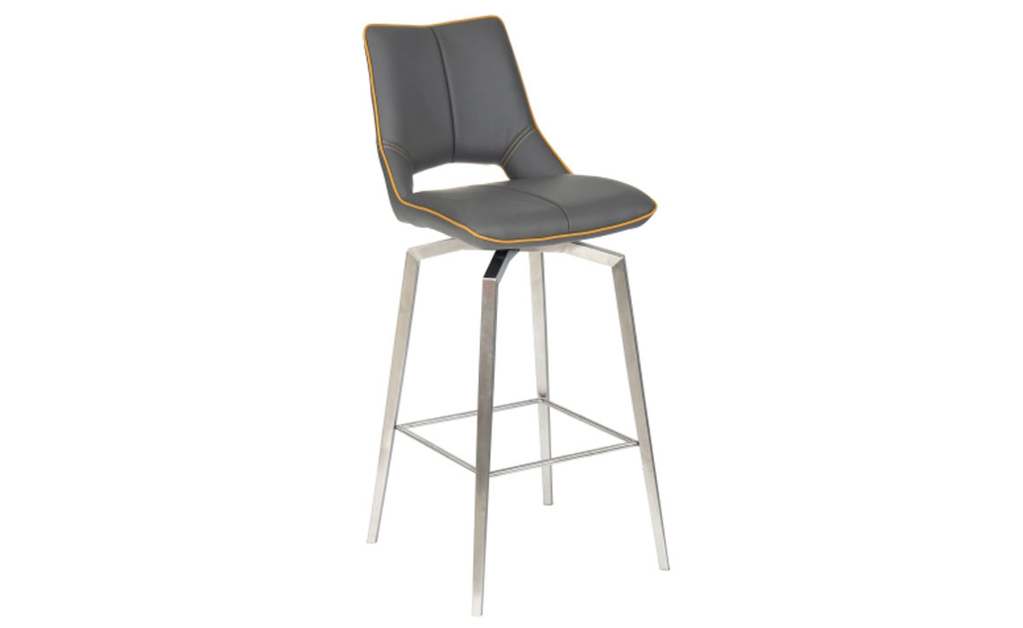Luxury Bar stool - Pandora Swivel Leather Effect Bar Stool - Graphite Grey