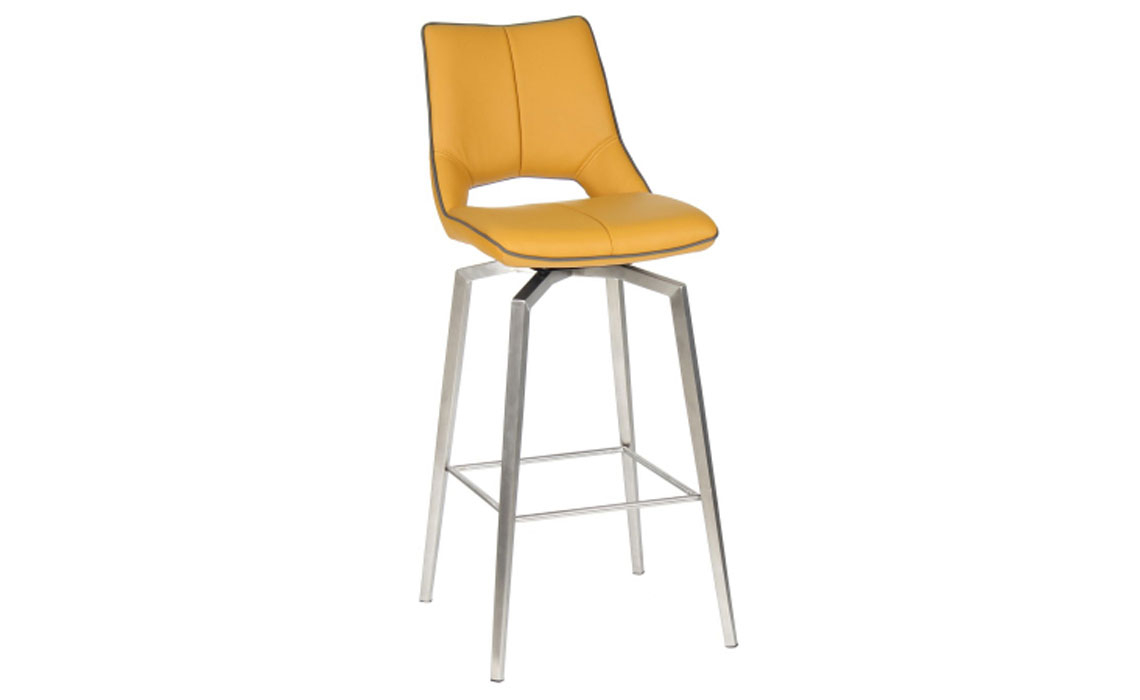Luxury Bar stool - Pandora Swivel Leather Effect Bar Stool - Yellow 