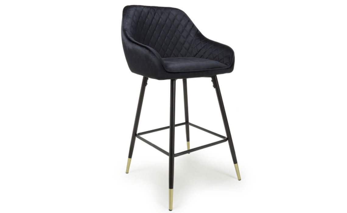 Bar Stools - Mateo Brushed Velvet Black Bar Stool