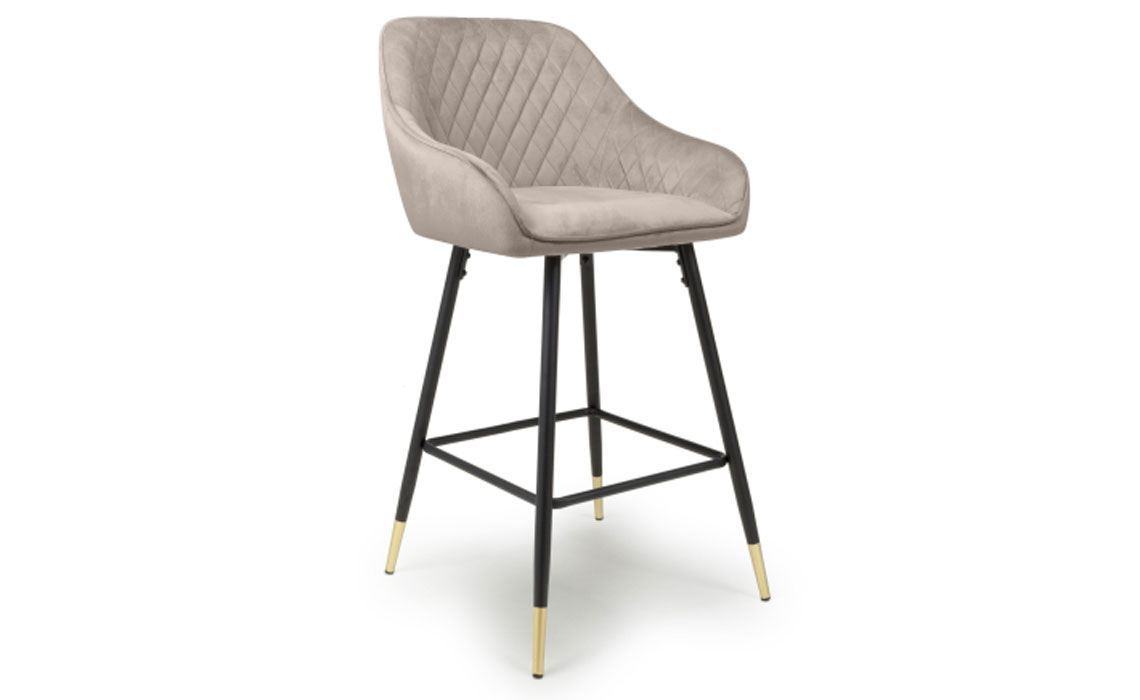 Bar Stools - Mateo Brushed Velvet Mink Bar Stool