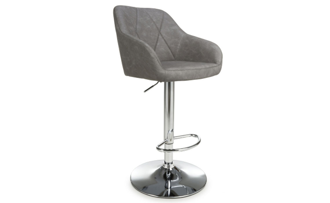 Bar Stools - Cannes Leather Effect Bar Stool-Charcoal