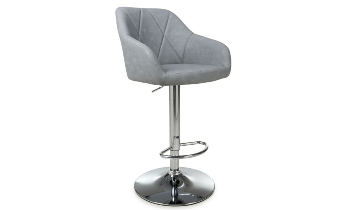 Bar Stools - Cannes Leather Effect Bar Stool-Light Grey