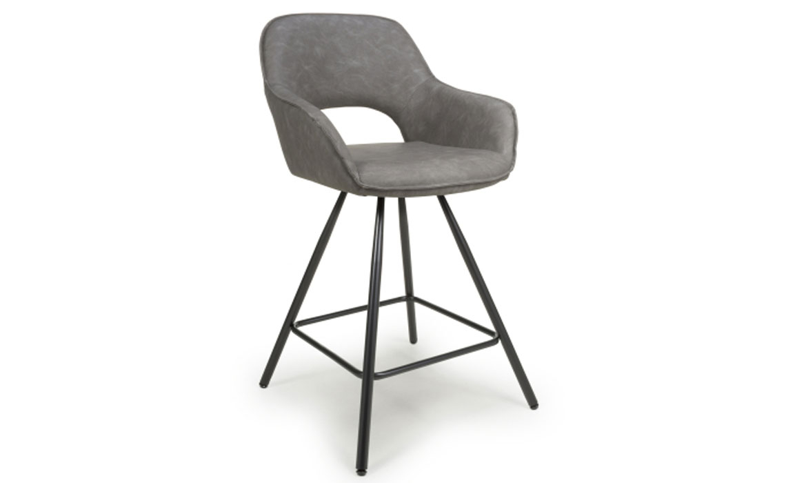Bar Stools - Alivio Leather Effect Bar Chair - Charcoal