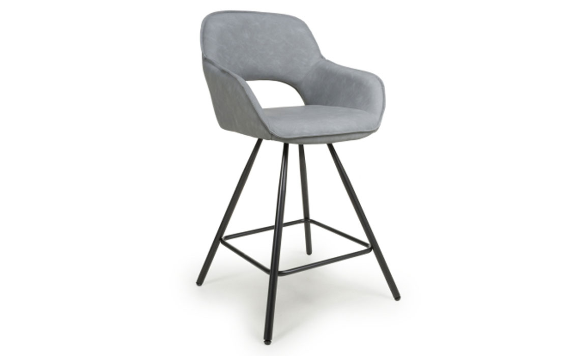 Bar Stools - Alivio Leather Effect Bar Chair - Light Grey