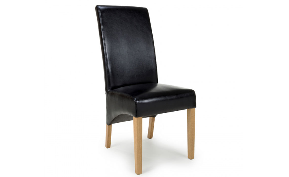 Leather or PU Dining Chairs - Kirton Leather Effect Dining Chair - Black