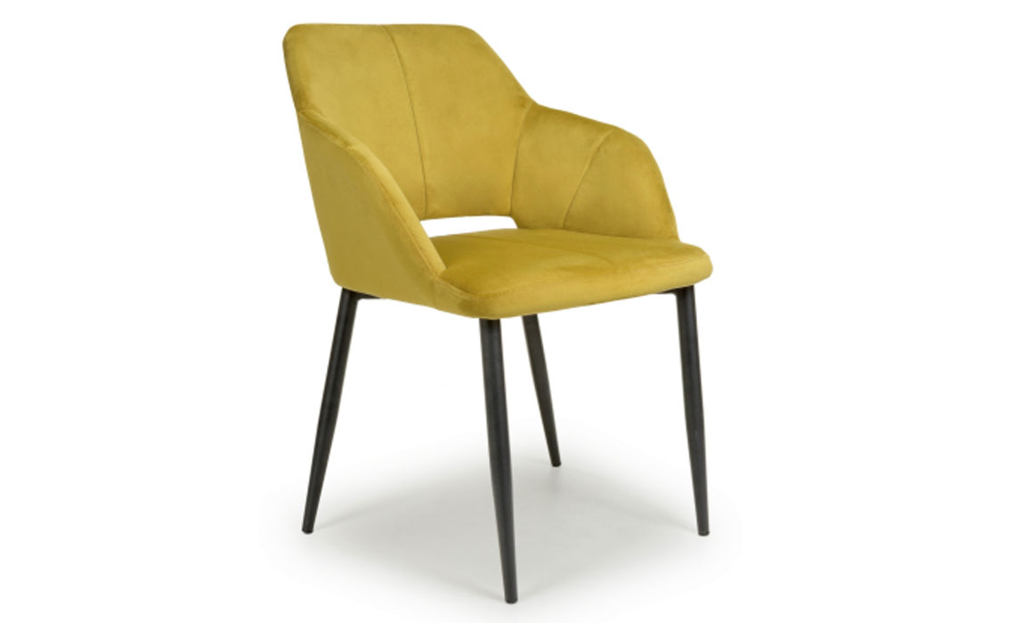 Upholstered Dining Chairs - Metropolitan Brushed Velvet Lime Gold Dining Chair