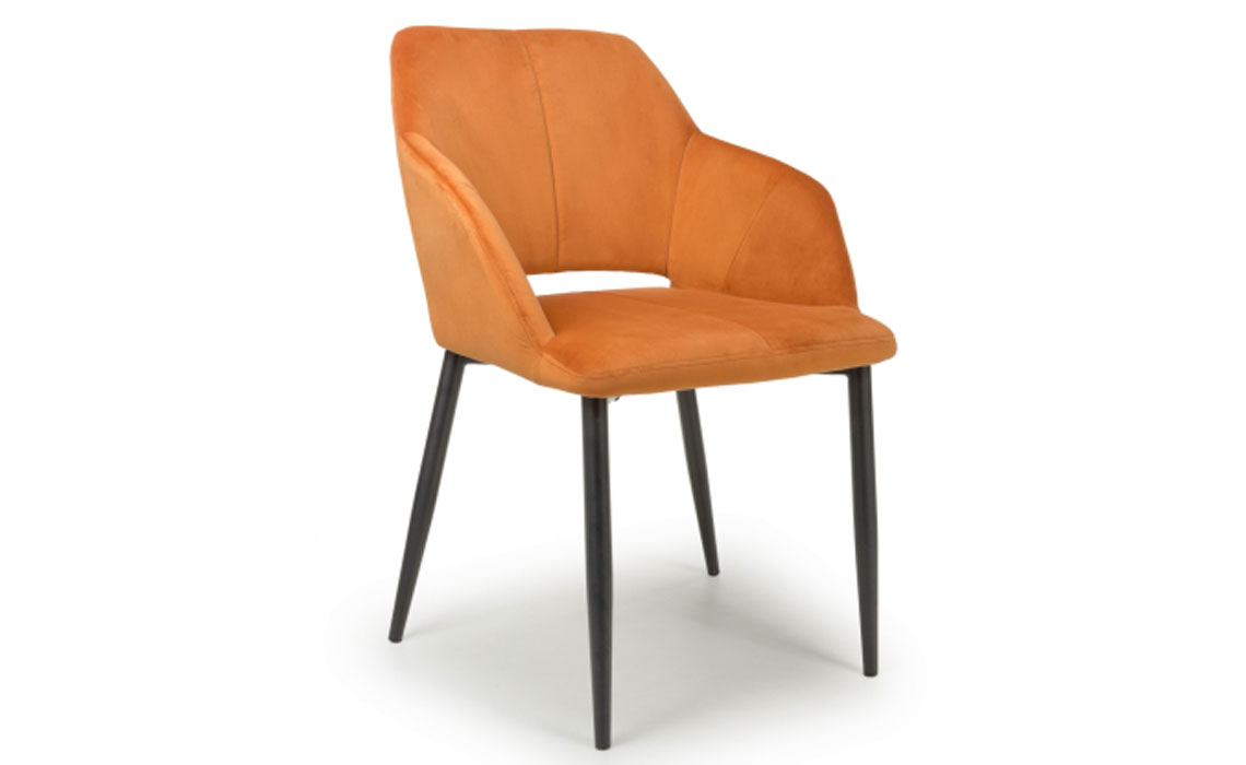 Upholstered Dining Chairs - Metropolitan Brushed Velvet Burnt Orange Dining Chair
