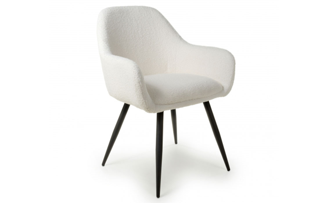 Upholstered Dining Chairs - Oakley Boucle Dining Chair -White