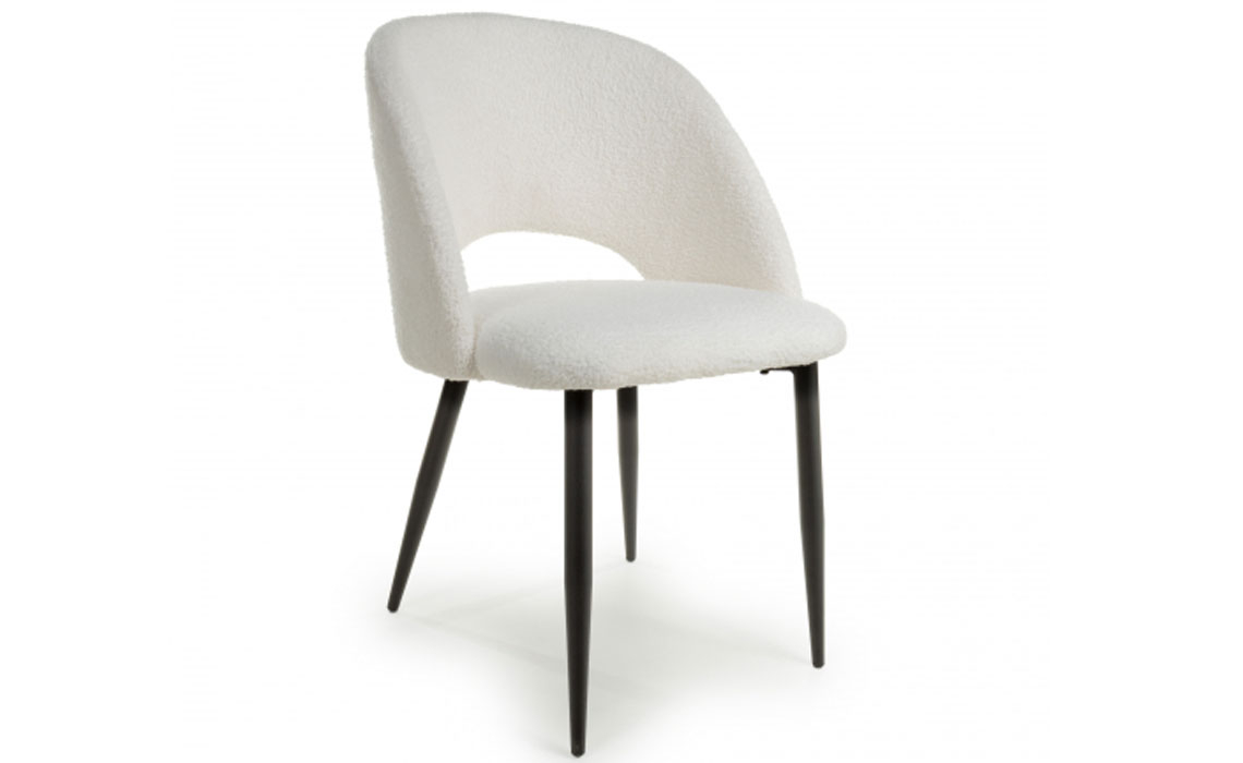 Antalya Boucle Dining Chair - White - Antalya Boucle Dining Chair - White