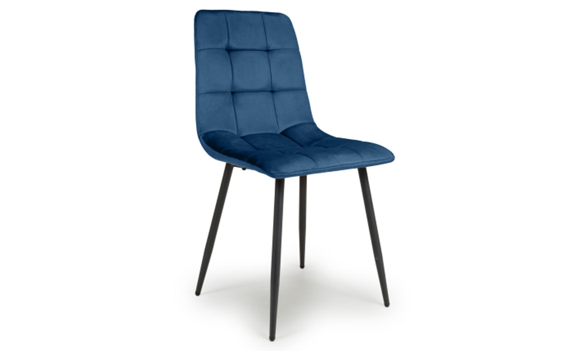 Upholstered Dining Chairs - Remi  Brushed Velvet Dining Chair - Blue