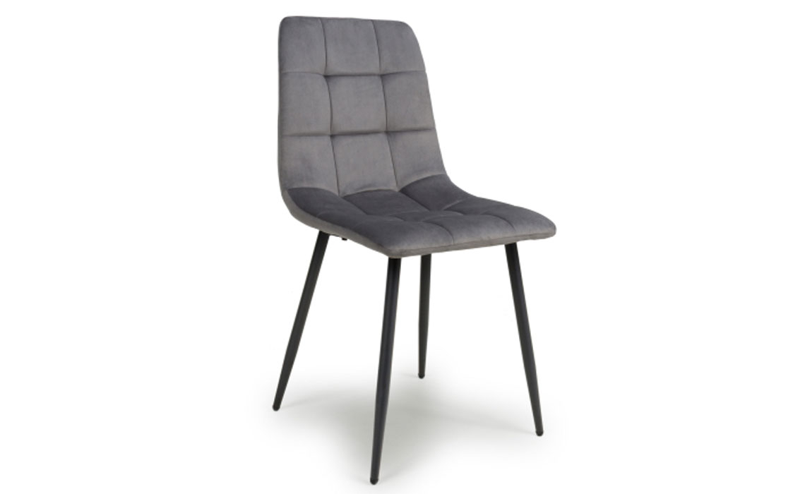 Upholstered Dining Chairs - Remi Brushed Velvet Dining Chair - Grey