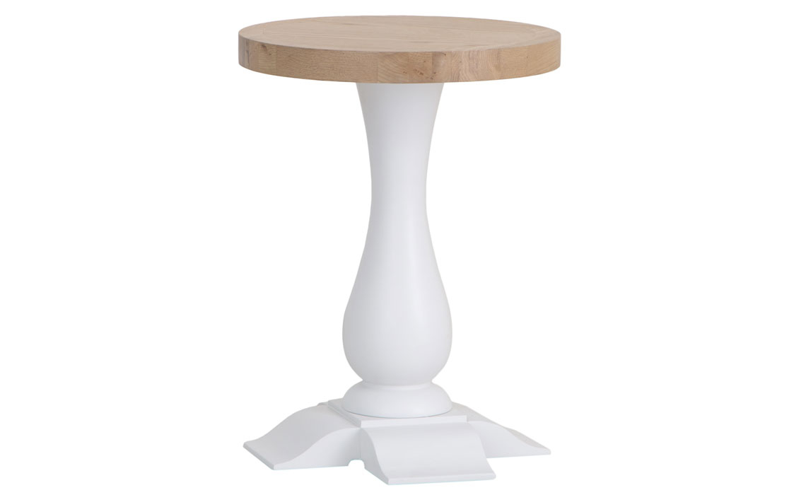 Round Oak & Painted Dining Tables  - Cheshire White Painted Round Wine Table