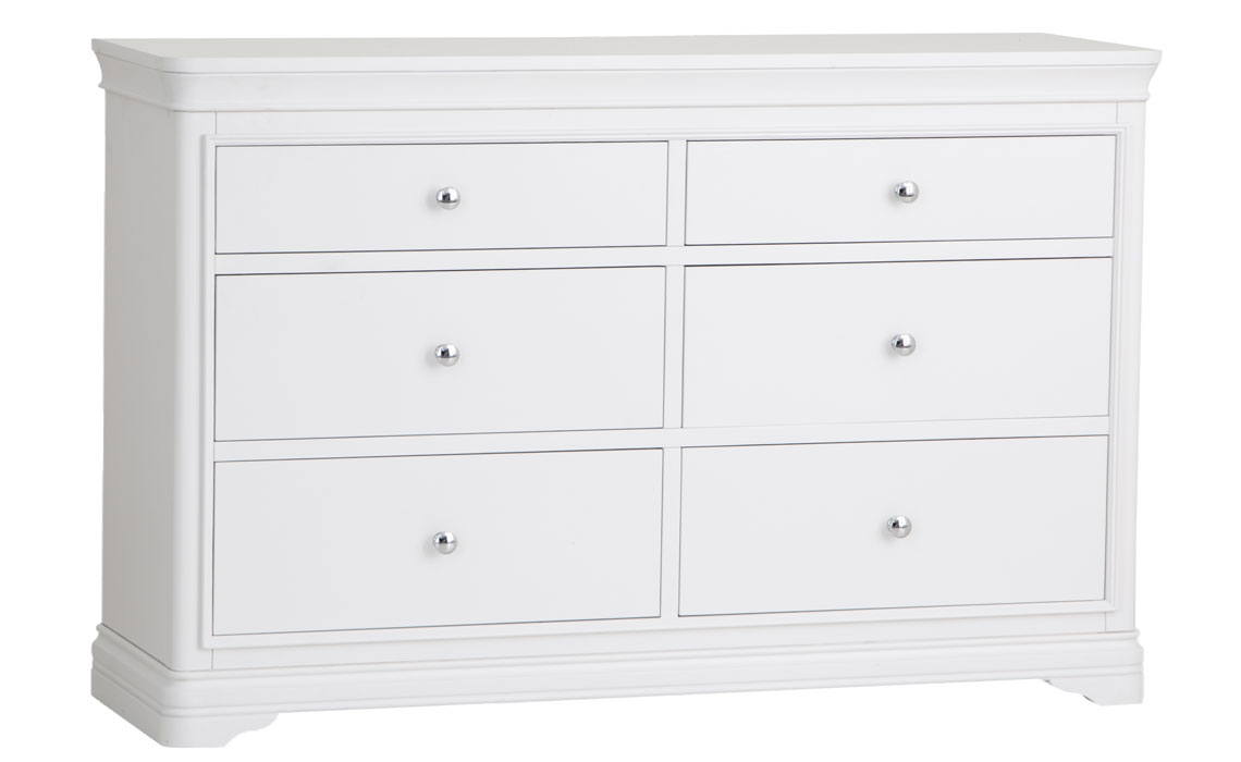 Chest Of Drawers - Chantilly White Painted 6 Drawer Chest