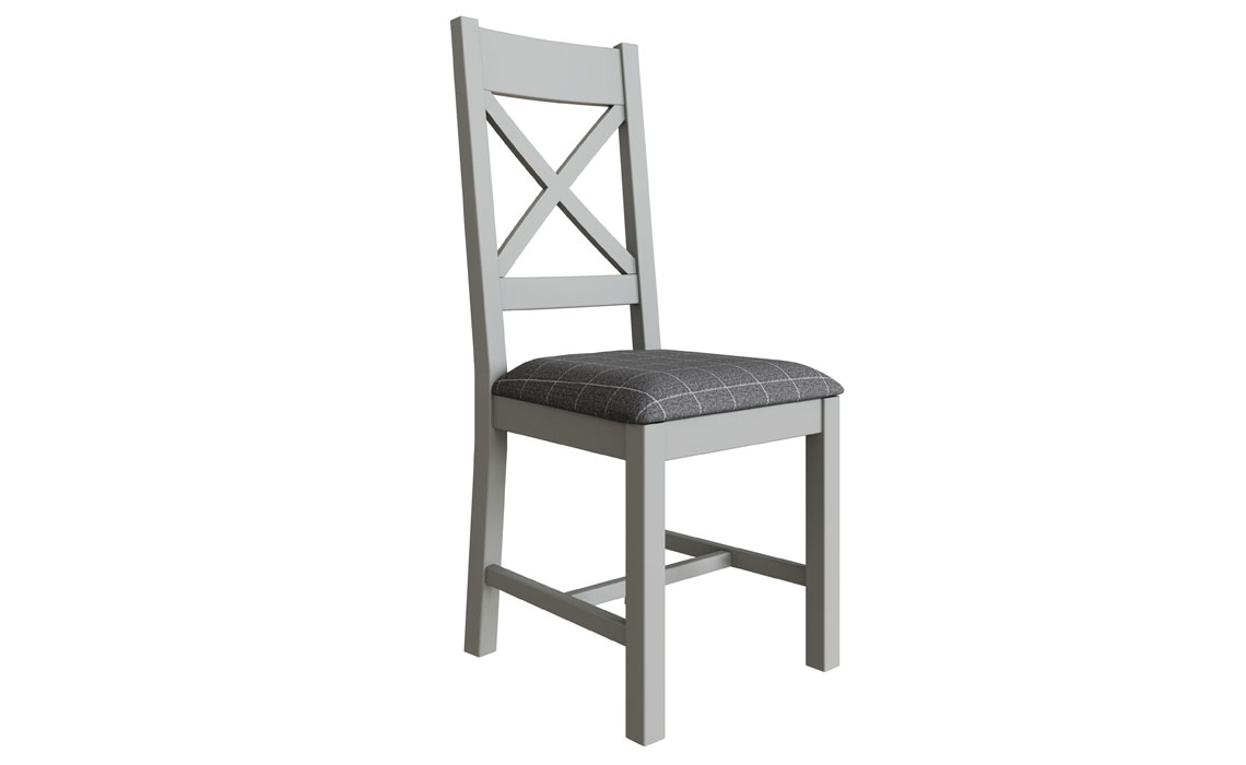 Ambassador Painted Grey Oak Collection - Ambassador Grey Cross Back Dining Chair - 2 Pad Colours