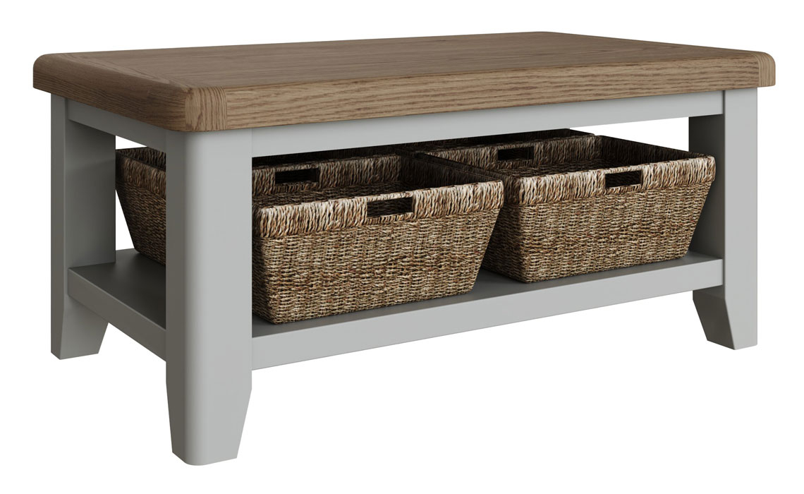 Coffee & Lamp Tables - Ambassador Grey Coffee Table With Baskets