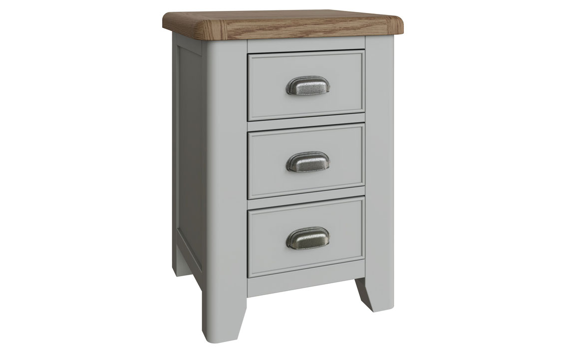 Ambassador Painted Grey Oak Collection - Ambassador Grey 3 Drawer Large Bedside Cabinet