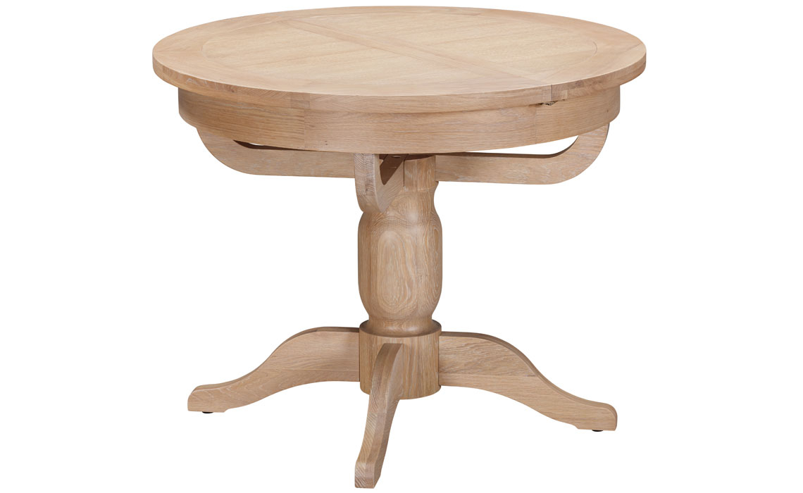 Oak Dining Tables - Berkley Oak 100-135cm Round Single Pedestal Extending Table 