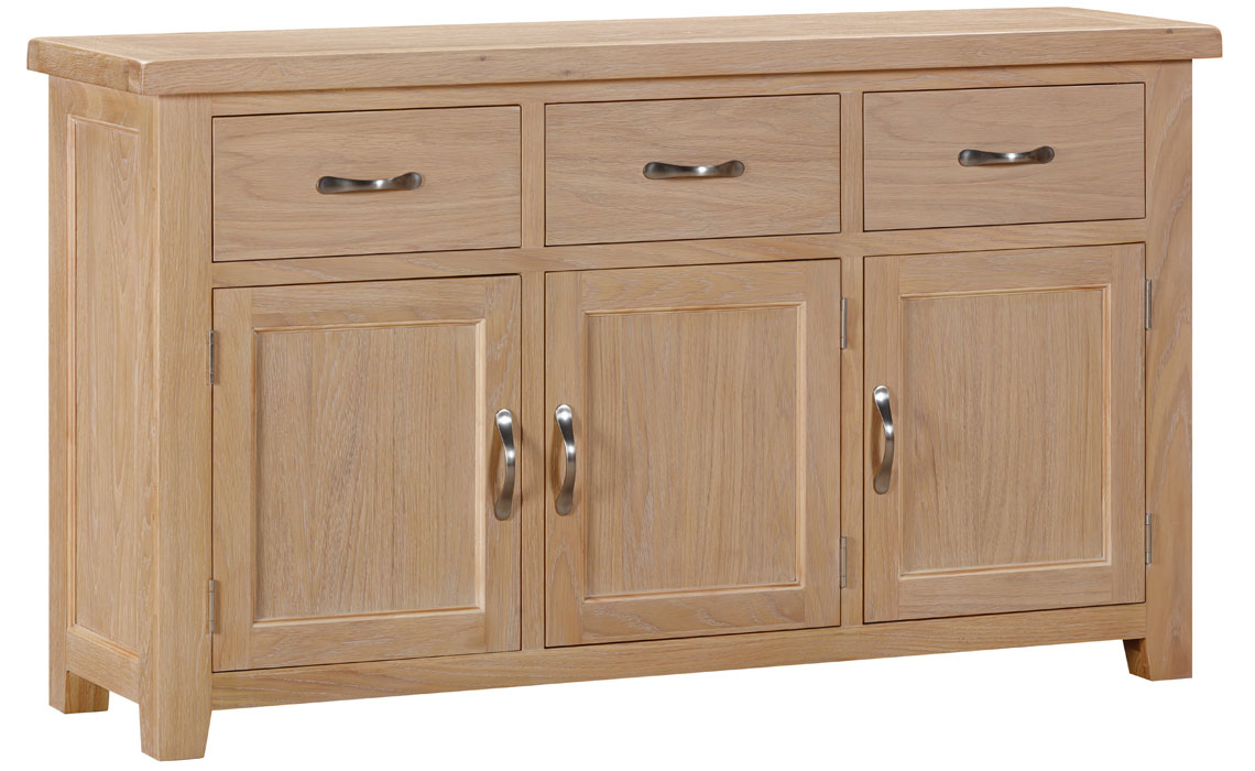Berkley Whitewash Oak Collection - Berkley Whitewash Oak 3 Door 3 Drawer Sideboard