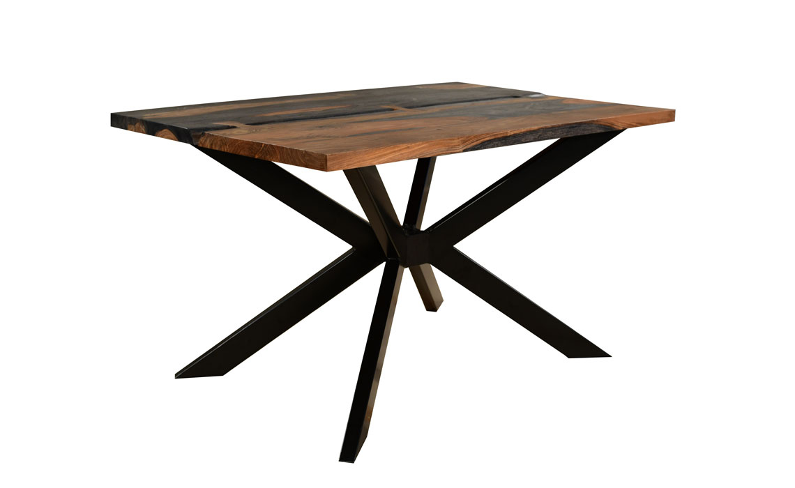 Industrial Dining Tables - Goa Solid Sheesham 135cm Split Star Leg Dining Table